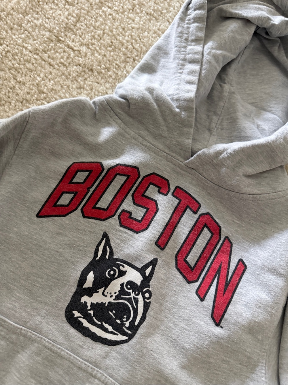 Boston University BU Terriers Hoodie Youth Small Gray Red Black Striker Sports